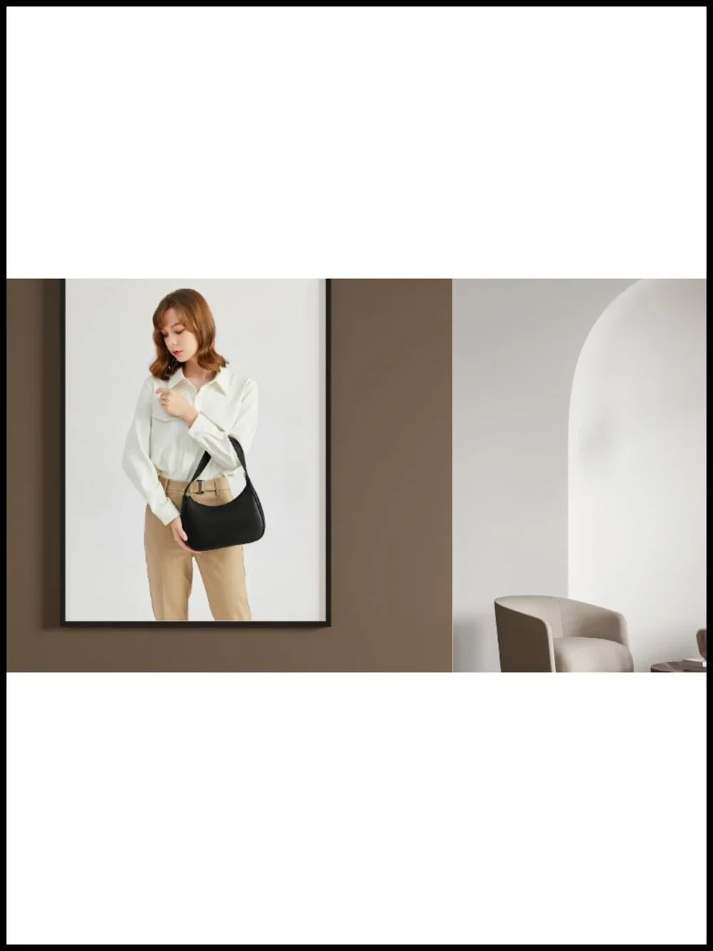 PU Leather Hobo Tote Handbag with Zipper Closure - Mini Clutch Purse